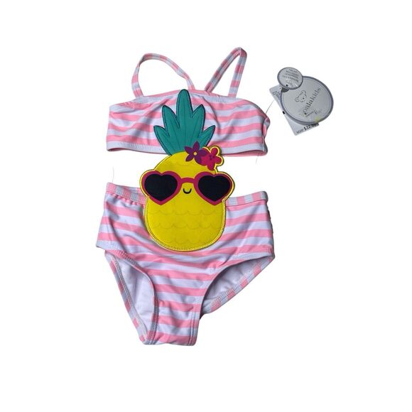 Koalakids 9-12 Months Pineapple Striped Multicolor One Piece Swimsuit NWT - Picture 1 of 7